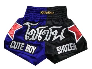 Custom Black/Blue Mens Muay Thai Shorts : KNSCUST-1123