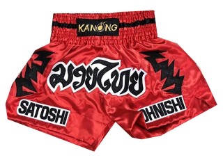 Custom Womens red Muay Thai Shorts : KNSCUST-1130