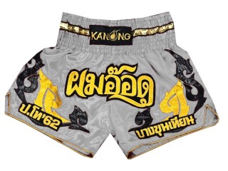 Custom Silver Muay Thai Shorts : KNSCUST-1135