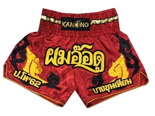 Personalise red Muay Thai Shorts : KNSCUST-1137
