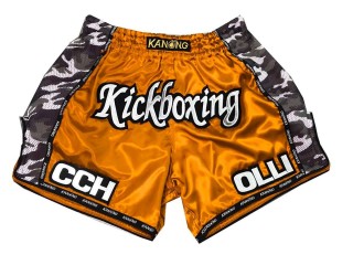 Custom orange Muay Thai Shorts : KNSCUST-1138