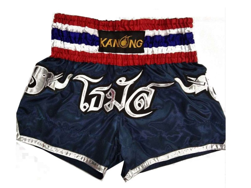 Personalise Navy Muay Thai Shorts : KNSCUST-1142