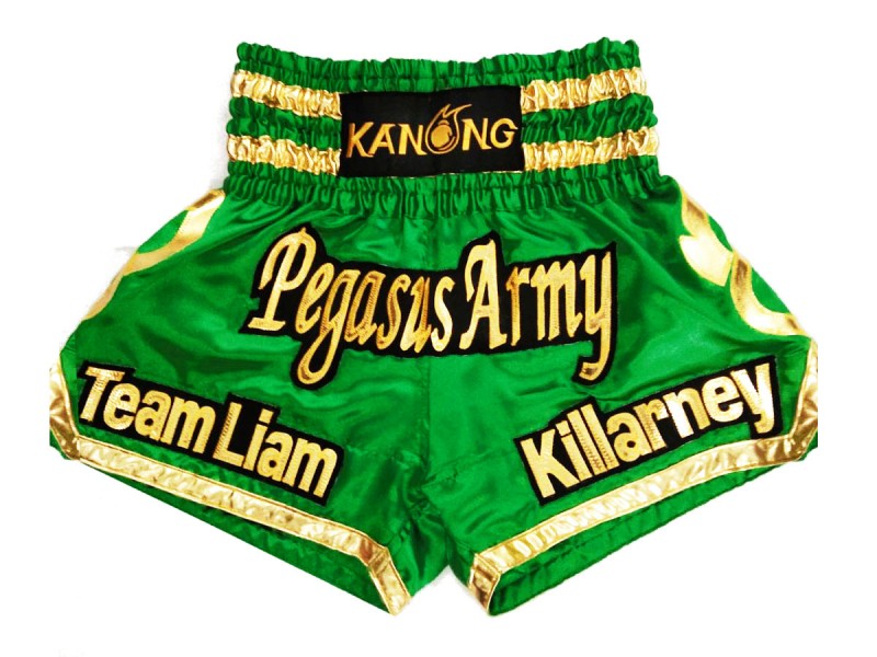 Personalise Green Muay Thai Shorts : KNSCUST-1143