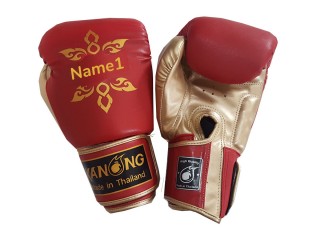 Personalised Red Lat Thai Boxing Gloves : KNGCUST-003