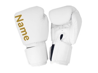 Personalised White Boxing Gloves : KNGCUST-012
