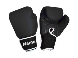 Personalised Black Boxing Gloves : KNGCUST-018