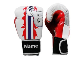 Personalised White Elephant Boxing Gloves : KNGCUST-020