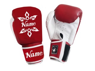 Personalised Red/White Boxing Gloves : KNGCUST-048