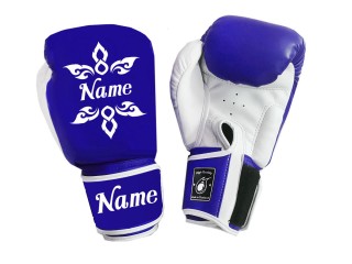 Personalised Blue/White Boxing Gloves : KNGCUST-049