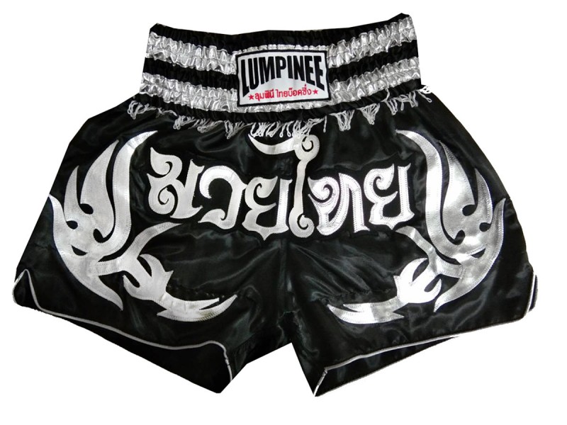 Lumpini Muay Thai Short White Black, affordable and direct from Thailand