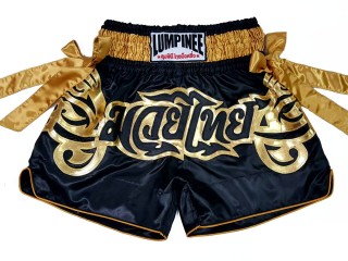 Lumpinee Ribbon Muay Thai Boxing shorts : LUM-051-Black-Gold