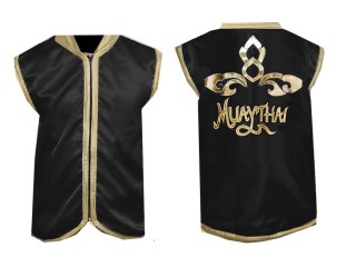 Custom Muay Thai Cornerman Jacket : Black Lai Thai