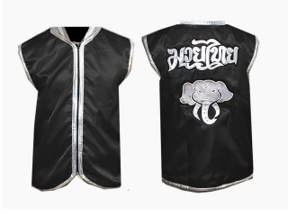 KANONG Custom Muay Thai Cornerman Jacket : Black Elephant