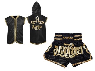 Customize Kanong Muay Thai Hoodies and Muay Thai Shorts : 121 Black