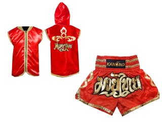 Customize Kanong Muay Thai Hoodies and Muay Thai Shorts : 121 Red