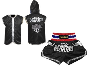 Customize Kanong Muay Thai Hoodies and Muay Thai Shorts : 125 Black