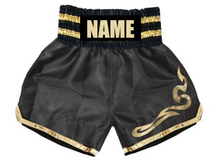 Personalized Black Boxing Shorts , Boxing Pants : KNBSH-001