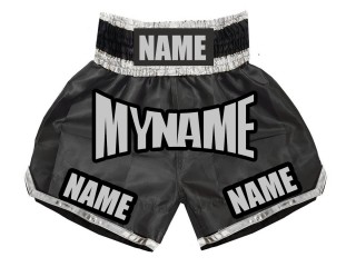 Personalized Black Boxing Shorts, Boxing Trunks : KNBSH-007
