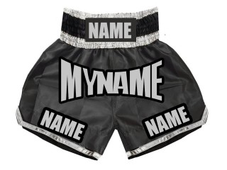 Personalized Black Boxing Shorts , Boxing Trunks : KNBSH-007