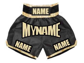 Personalized Black Boxing Shorts, Boxing Trunks : KNBSH-008