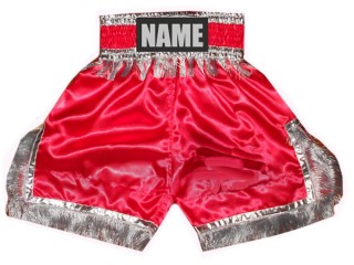 Personalized Red Boxing Shorts , Custom Boxing Trunks : KNBSH-018