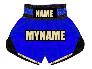 Personalized Boxing Shorts, Customize Boxing Trunks  : KNBSH-022-Blue