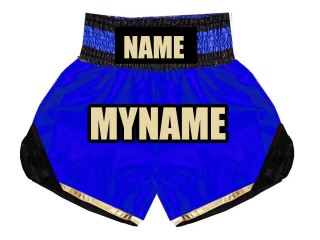 Personalized Blue Boxing Shorts , Customize Boxing Trunks  : KNBSH-022-Blue