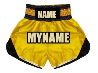 Personalized Gold Boxing Shorts , Customize Boxing Trunks  : KNBSH-022-Gold