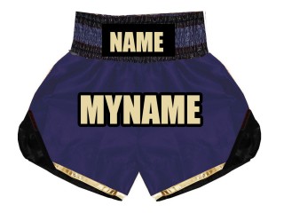 Personalized Boxing Shorts, Customize Boxing Trunks  : KNBSH-022-Navy