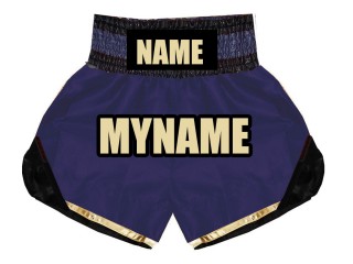 Personalized Navy Boxing Shorts , Customize Boxing Trunks  : KNBSH-022-Navy