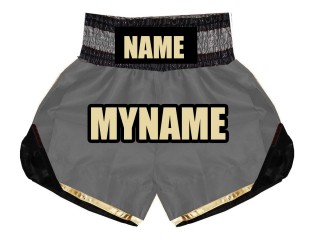 Custom Boxing Shorts, Customize Boxing Trunks : KNBSH-022-Silver