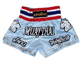 Custom Lightblue Horse Womens Muay Thai Shorts : KNSCUST-1145