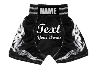 Custom Boxing Shorts, Customize Boxing Trunks : KNBSH-024-Black