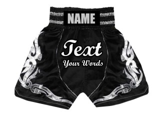 Custom Boxing Shorts , Customize Boxing Trunks : KNBSH-024-Black