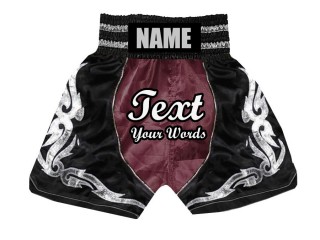 Custom Maroon Boxing Shorts , Customize Boxing Trunks : KNBSH-024-Maroon-Black