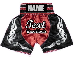 Custom Red Boxing Shorts , Customize Boxing Trunks : KNBSH-024-Red-Black