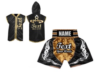 Custom Boxing Shorts and Boxing hoodie : Gold