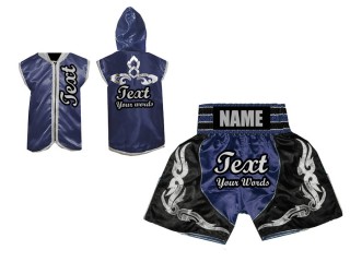 Custom Boxing Shorts and Boxing hoodie : Navy