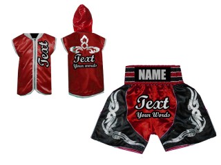 Custom Boxing Shorts and Boxing hoodie : Red