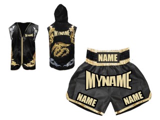 Kanong Custom Boxing Hoodies and Boxing Shorts : Black