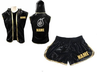 Custom women's boxing kits Boxing Hoodies and Boxing Shorts : Black