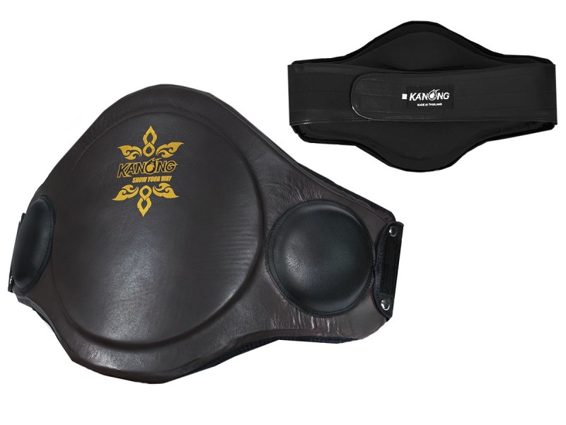 Kanong Boxing Genuine Leather Belly Pad : Brown/Black