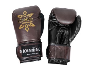 Kanong Real Leather Thai Boxing Gloves : Brown/Black