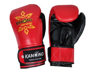 Kanong Real Leather Thai Boxing Gloves : Red/Black