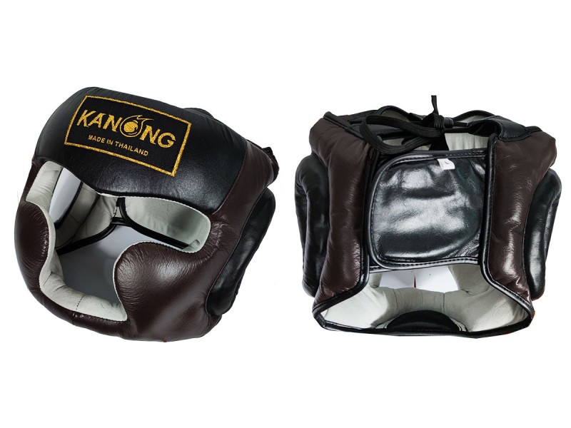 Kanong Boxing Genuine Leather Head Gear : Brown/Black