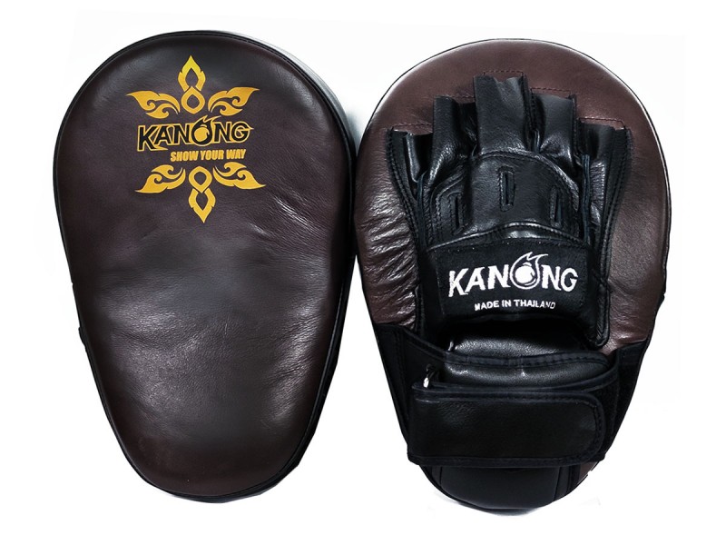 Kanong Real Leather Long Punch Pads for Muay Thai : Brown/Black