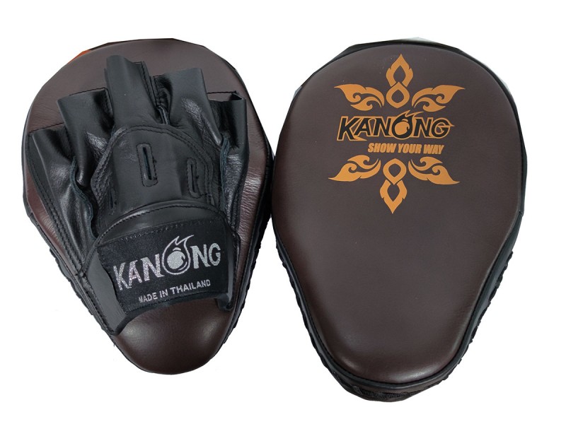 Kanong Real Leather Punch Pads for Muay Thai : Brown/Black