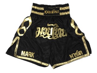 Customize Black Boxing Shorts , Design your own Boxing Trunks : KNBXCUST-2001-Black