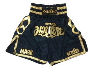 Customize Black Boxing Shorts , Design your own Boxing Trunks : KNBXCUST-2001-Navy