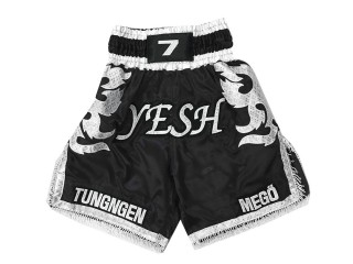 Customize Black Boxing Shorts , Design your own Boxing Trunks : KNBXCUST-2033-Black